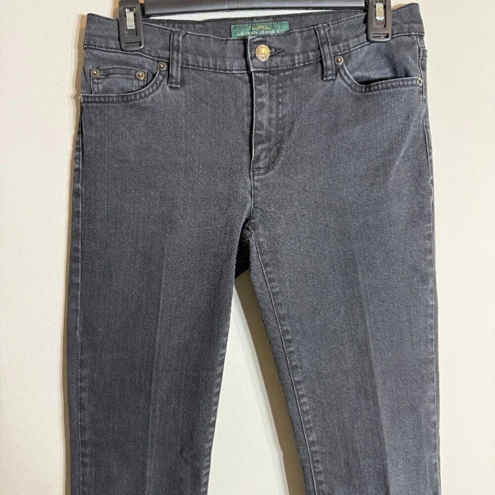 Vintage Lauren Ralph Lauren Straight Leg Denim Jeans Women's 2 Black Low Rise - Picture 5 of 11